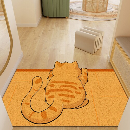 可爱猫咪进门地垫入户门垫丝圈pvc可裁剪大门口室外玄关家用脚垫