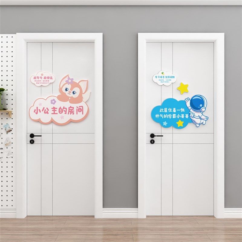 可爱女生公主房间装饰品门牌创意儿童房女孩卧室门挂件饰墙面贴纸