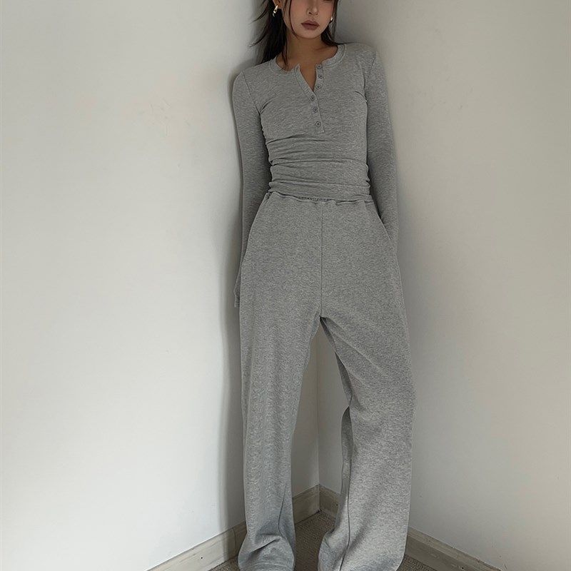 宽松直筒休闲卫裤高腰垂感阔腿裤女卫裤百搭显瘦加绒加厚运动裤,女装/女士精品,卫裤,淘宝优惠券,粉丝福利购,淘宝优惠卷