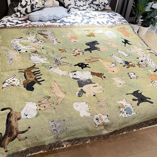 宠物针织毯房间装饰可爱沙发毯卧室客厅布置针织线毯挂毯床盖毯子