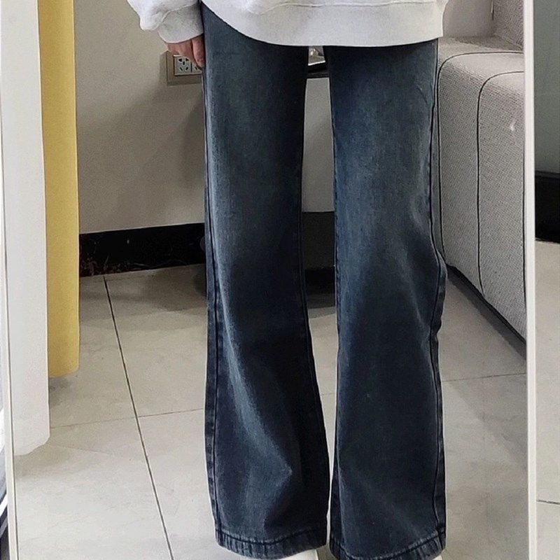 美式复古高腰阔腿微喇牛仔裤女春秋新款宽松显瘦高街直筒长裤子潮,女装/女士精品,牛仔裤,淘宝优惠券,粉丝福利购,淘宝优惠卷
