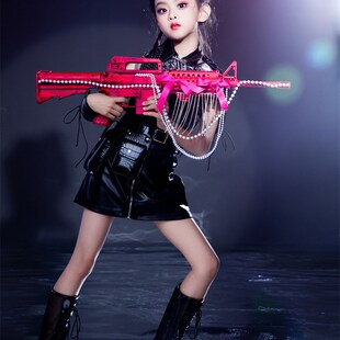 女童黑色皮裙坎肩机车服儿童套装8潮帅吃鸡战服6皮衣走秀服夏7