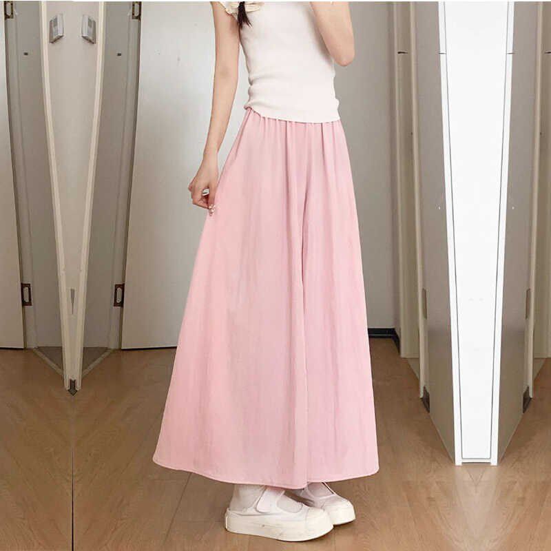 薄款冰丝200斤大码胖mm山本半身裙裤女夏季显瘦a字宽松垂感阔腿裤