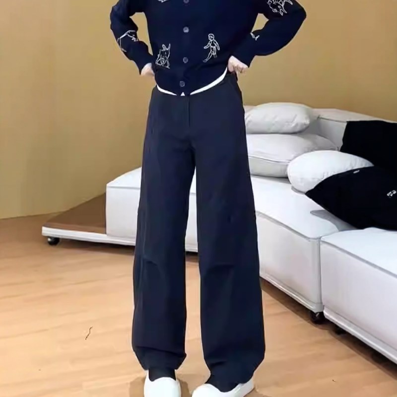 大码女装复古百搭直筒牛仔裤女2025春季爆款韩版弹力工装阔腿裤子