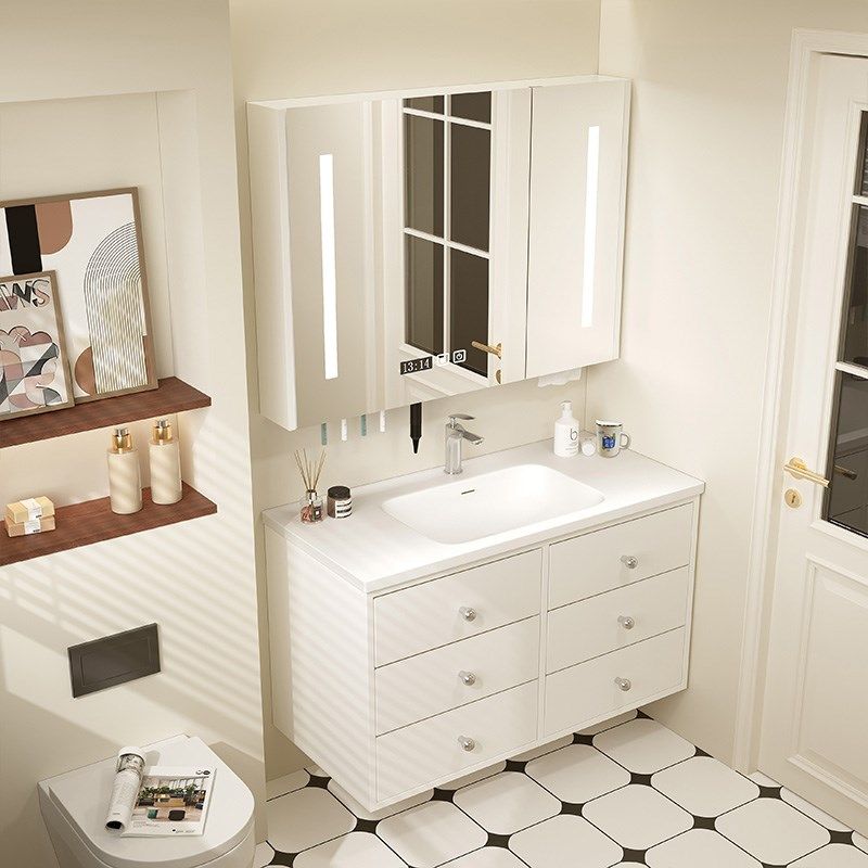 法式轻奢可丽耐一体盆浴室柜卫生间洗漱台陶瓷洗手池洗脸盆柜组合