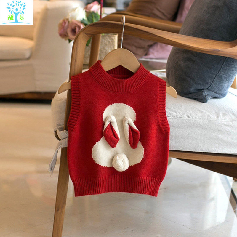 女童针织马甲春秋幼儿童宝宝毛衣小背心套头秋冬婴儿外穿马夹坎肩