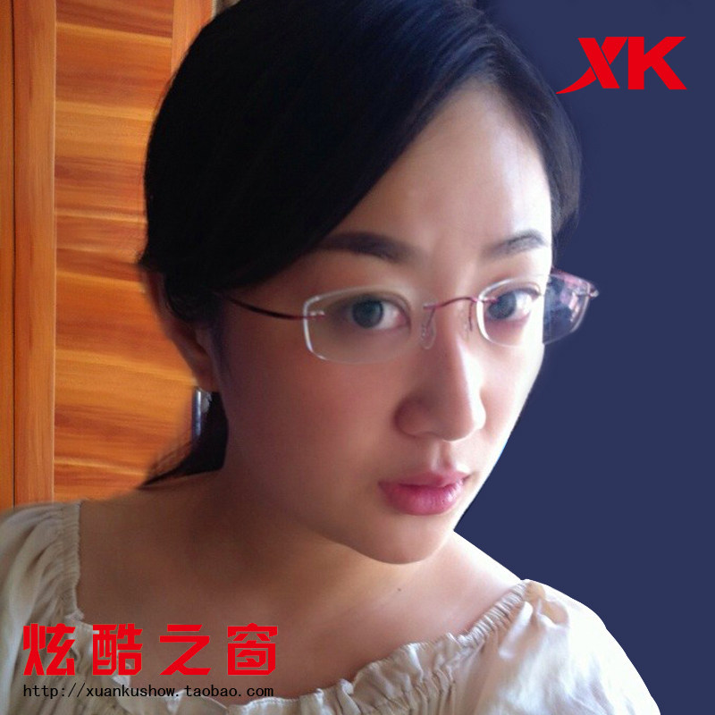 无框眼镜架 男款女款纯钛架眼镜 超轻韧可切边镶X钻纯钛眼镜框