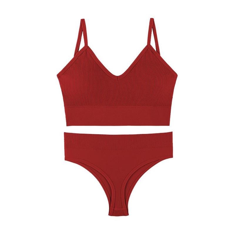Underwear women gather twhin camisole triangle cup bra set