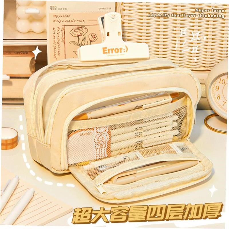 Large Capacity Pencqil Case Kawaii Canvas Pencilcase School