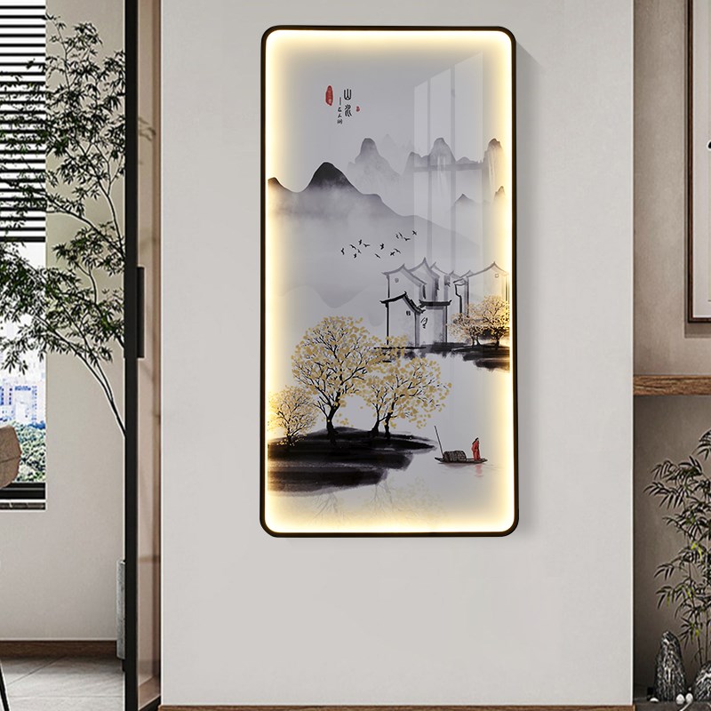 创意新中式玄关灯壁画灯楼梯人体感应客厅卧室背景墙装饰挂画壁灯