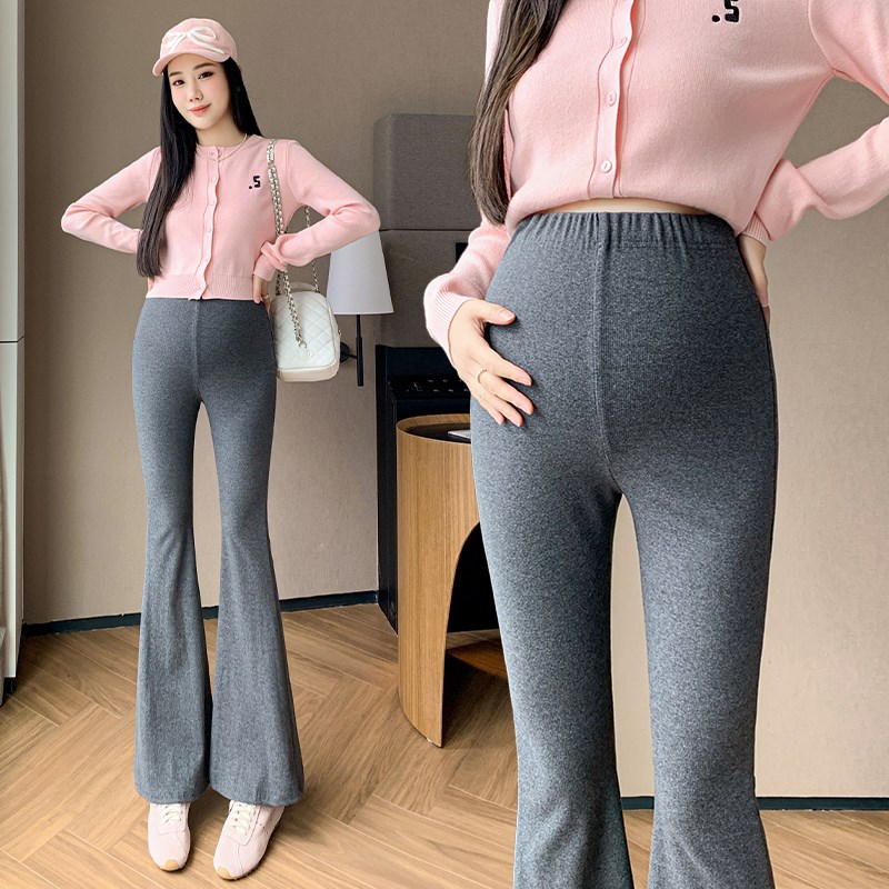 孕妇裤秋装2024新款针织弹力无托腹产后两穿微喇裤秋季孕妇打底裤