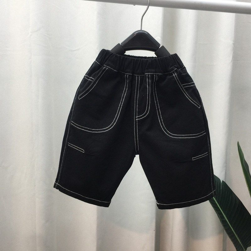儿童装男童短裤夏季薄款外穿2022新款男孩夏装卡其色七分休闲裤子