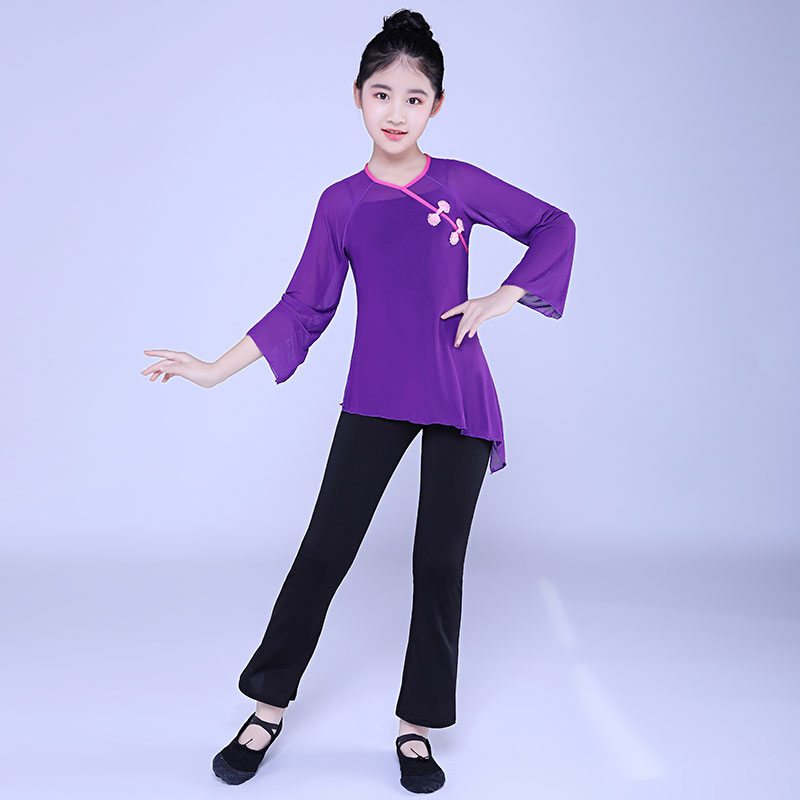 儿童古典舞练功服弹力网纱中国风舞蹈纱衣身韵服民族舞演出服女童