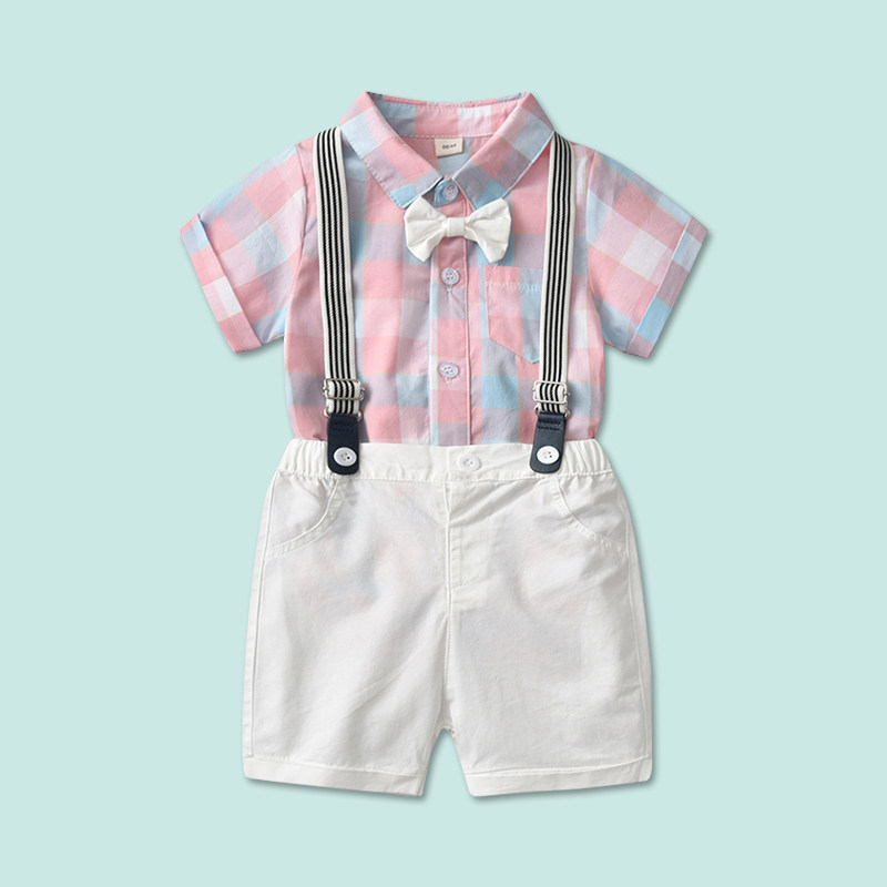 01周岁礼服男宝宝夏装套装帅气衣服婴儿英伦风背带裤夏天薄款抓周