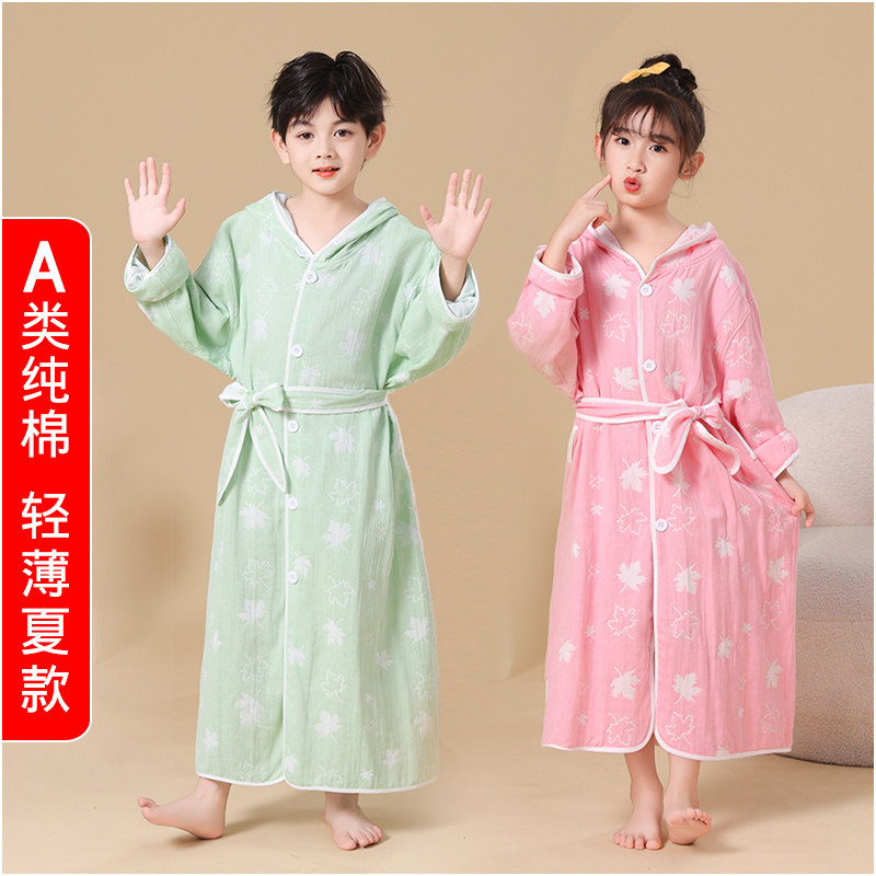 2025新款全棉连帽薄款夏季游泳专用男女童儿童浴巾浴袍可穿式速干