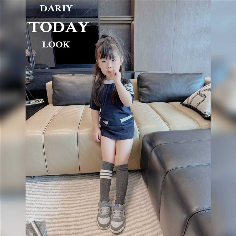 扣肉家儿童宝宝裙子女童夏款连衣裙蓝色冰丝裙子