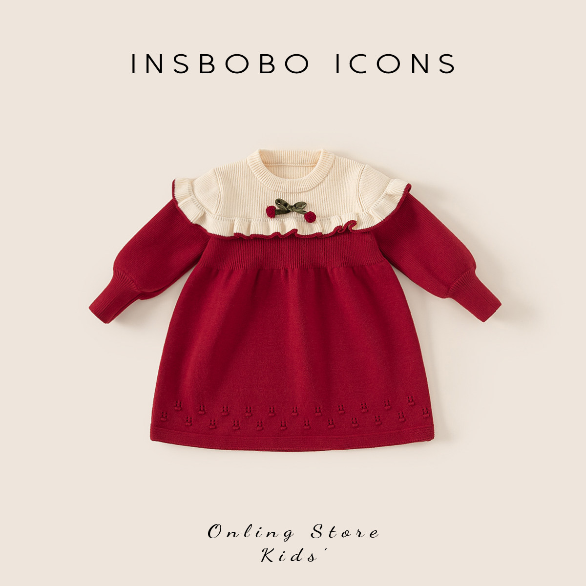 女童连衣裙冬款周岁女宝礼服洋气小女孩裙子红色冬季儿童过年服潮