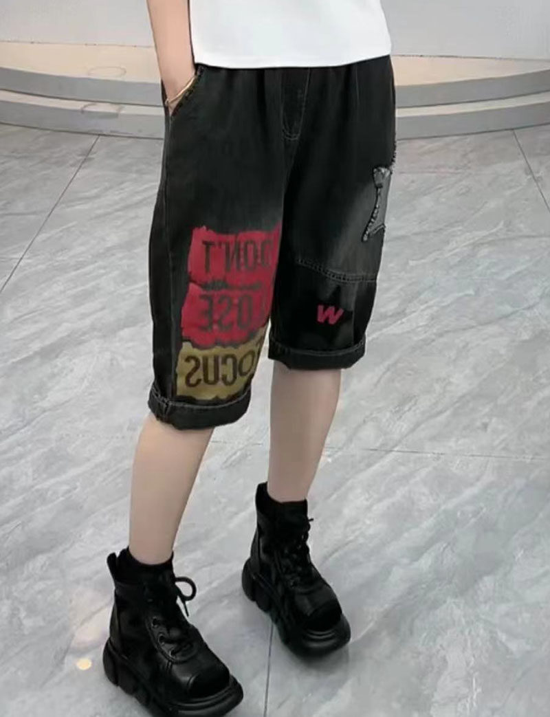 牛仔裤女宽松哈伦裤夏季短裤2024新款中裤显瘦五分老爹裤子萝卜裤