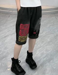 短裤 2024新款 中裤 牛仔裤 子萝卜裤 夏季 显瘦五分老爹裤 女宽松哈伦裤