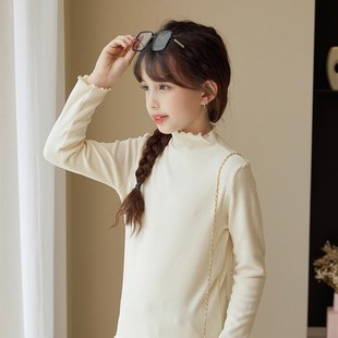 女童打底衫半高领德绒宝宝针织衫内搭黑色女大童加绒儿童上衣A类