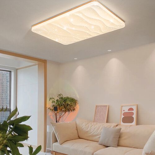 客厅灯现代简约大气北欧长方形吸顶灯日式创意原木灯具110V-220V