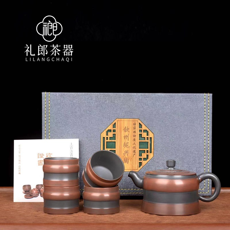 《鼓声悠远》钦州坭兴陶茶壶纯手工制作 名家精品古铜色坭兴陶壶