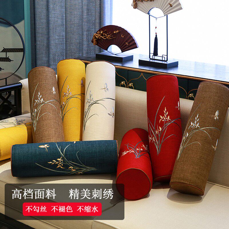 沙发扶手枕新中式罗汉床两边圆柱形枕飘窗垫圆枕中国风糖果枕含芯