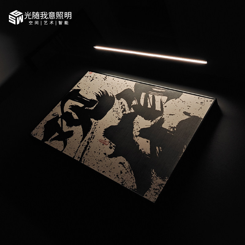 led照画展灯长线条壁灯北欧壁画灯简约现代照画背景墙挂画灯镜前