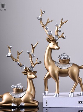 现代轻奢招财鹿摆件家居客厅电视柜玄关装饰品创意酒柜房间办公室