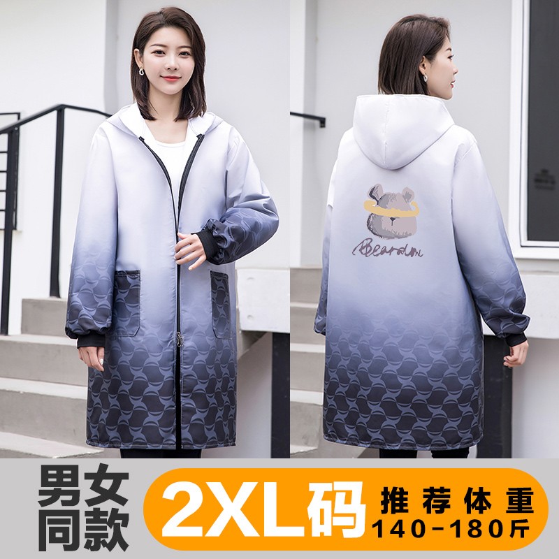 情侣时尚罩衣外套男长袖可爱围裙女长袖正穿带帽拉链工作上班印字