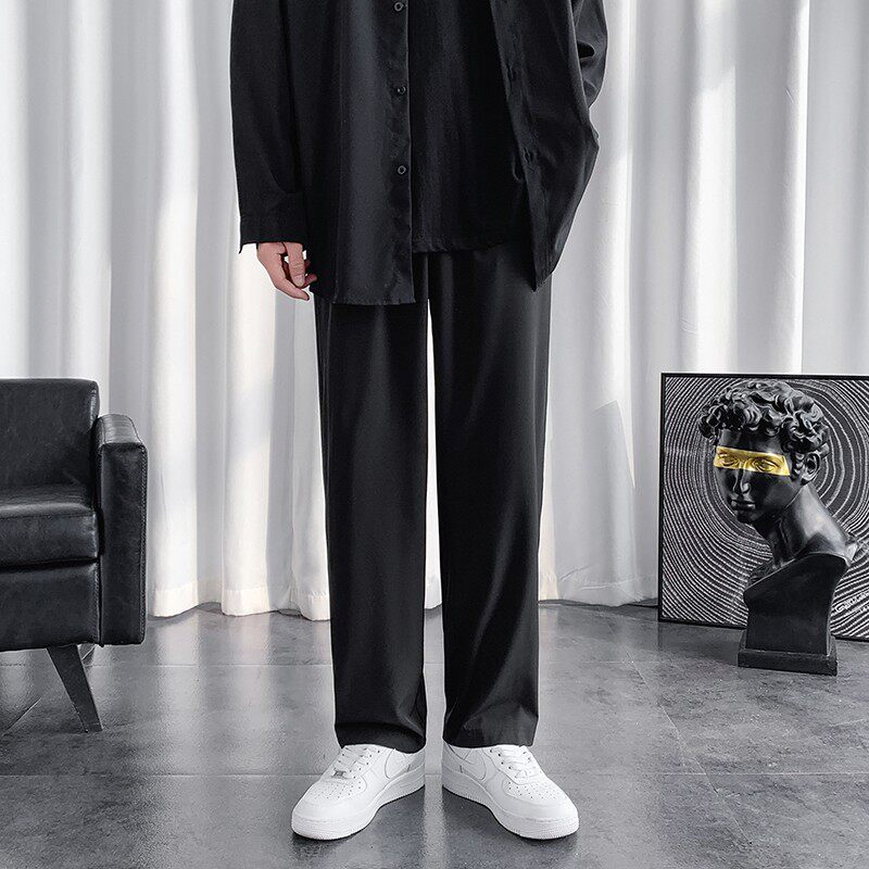 冰丝直筒休闲西裤子男夏季薄款韩版潮流宽松bf港风帅气青少年长裤