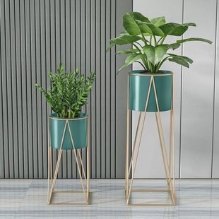 花盆带支架花摆放通用客厅花架子室内家 花架轻奢高级感铁艺落地式