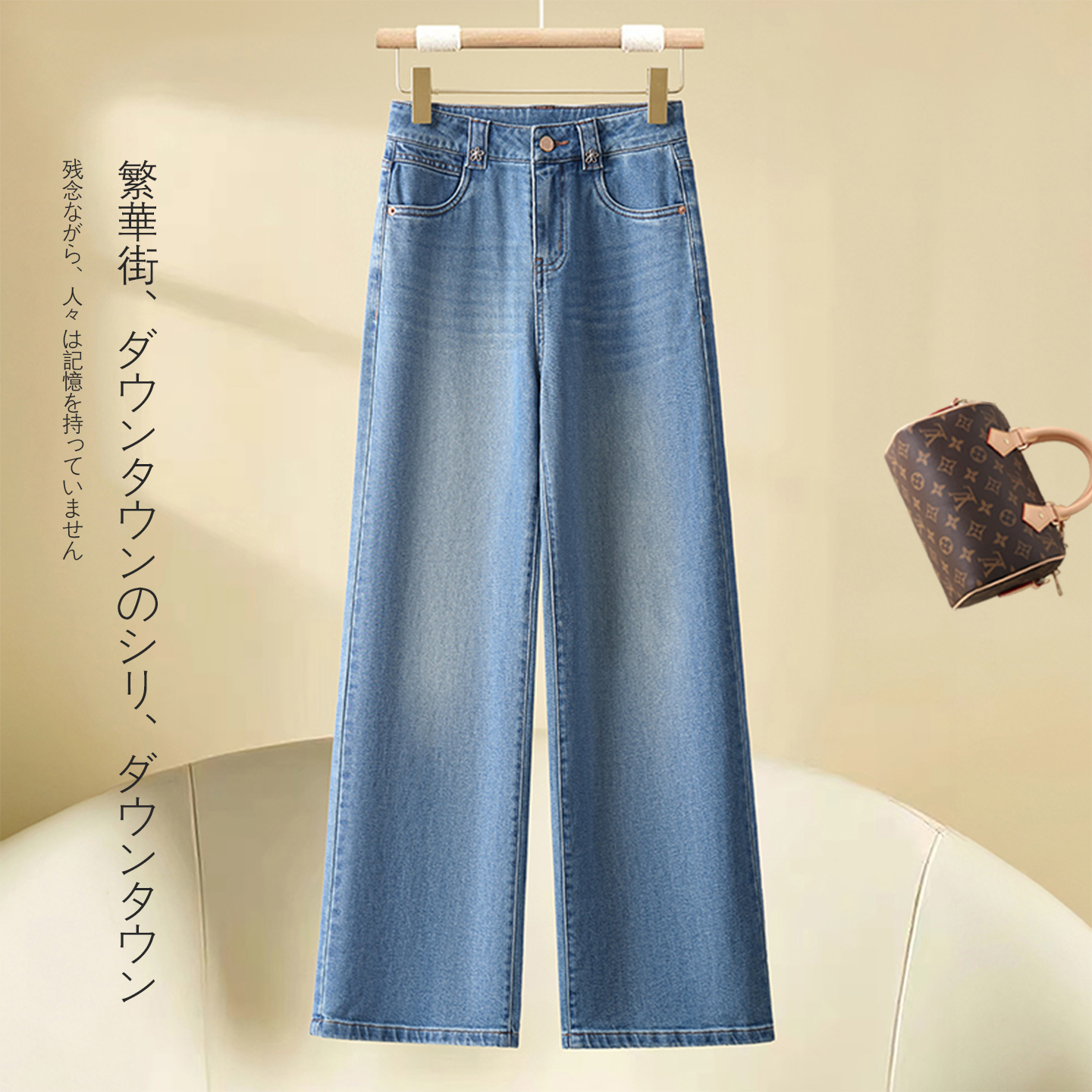 深蓝色直筒休闲牛仔裤女2025夏季新款高腰显瘦时尚百搭窄版阔腿裤