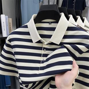 t恤条纹polo衫 外贸原单 短袖 清仓捡漏夏季 翻领免烫上衣 保罗男士