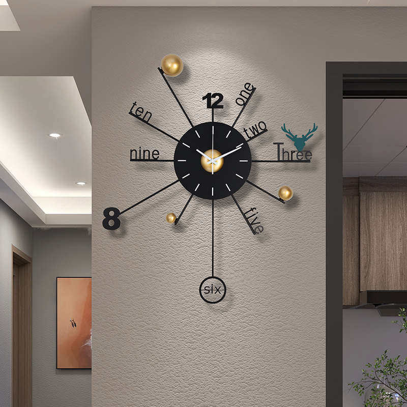 现代简约挂钟客厅时尚大气个性创意钟表极简挂墙艺术家用轻奢时钟