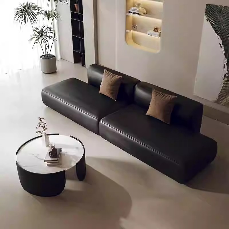半圆弧形异形沙发黑色洽谈沙发