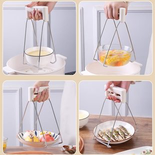 防烫隔热提器按压取碟菜夹砂锅厨房神器不锈钢蒸盘取家用盘子防滑