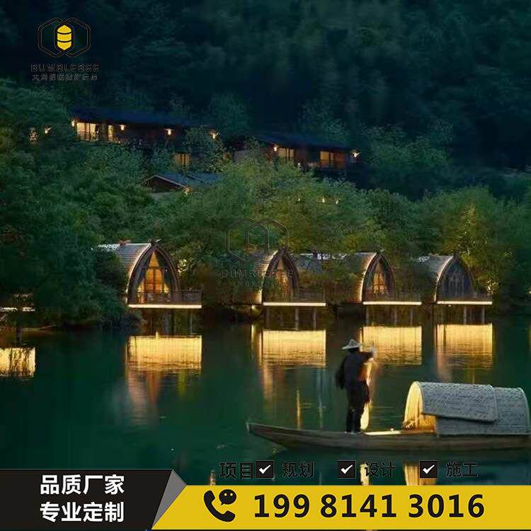 四川房船船屋水上房子水上宾馆船住宿仿古木船网红景区酒店
