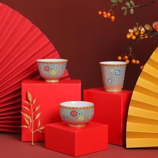 郑文强大师作品掐丝银珐琅彩陶瓷禅定杯品茗杯主人杯功夫茶杯送礼