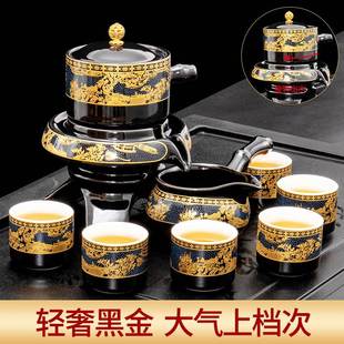 家用功夫泡茶器茶海茶杯整套可印logo 石磨懒人半自动茶具套装