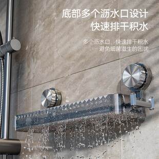 轻奢直排吸盘置物架双挂钩浴室洗发水沐浴露收纳架厨房免打孔收纳
