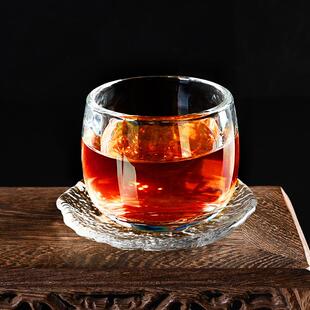 高档玻璃扳指杯茶杯养生杯洁净孕妇主人杯单个禅定杯家用茶具杯垫