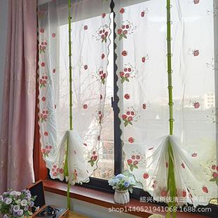 饰卧室儿童提拉帘罗马窗帘客厅纱帘 气球帘绣花门帘魔术贴装