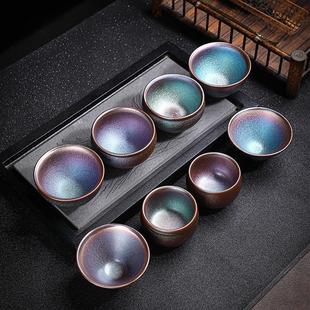 男女单杯 福建建盏茶杯纯手工铁胎茶盏主人杯曜变彩金油滴盏杯大码