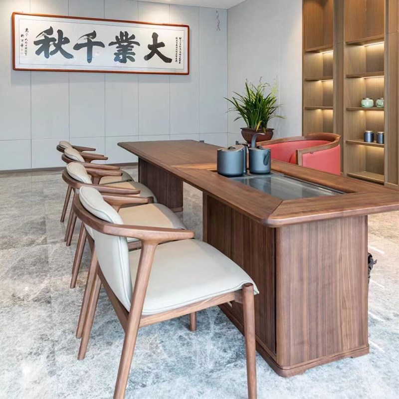 新中式2024新款高端实木茶桌客厅胡桃木办公室茶台现代茶室家用
