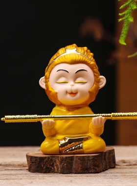 精品齐天大圣孙悟空摆件鱼缸造景小猴子可养茶宠陶瓷平安车载摆件