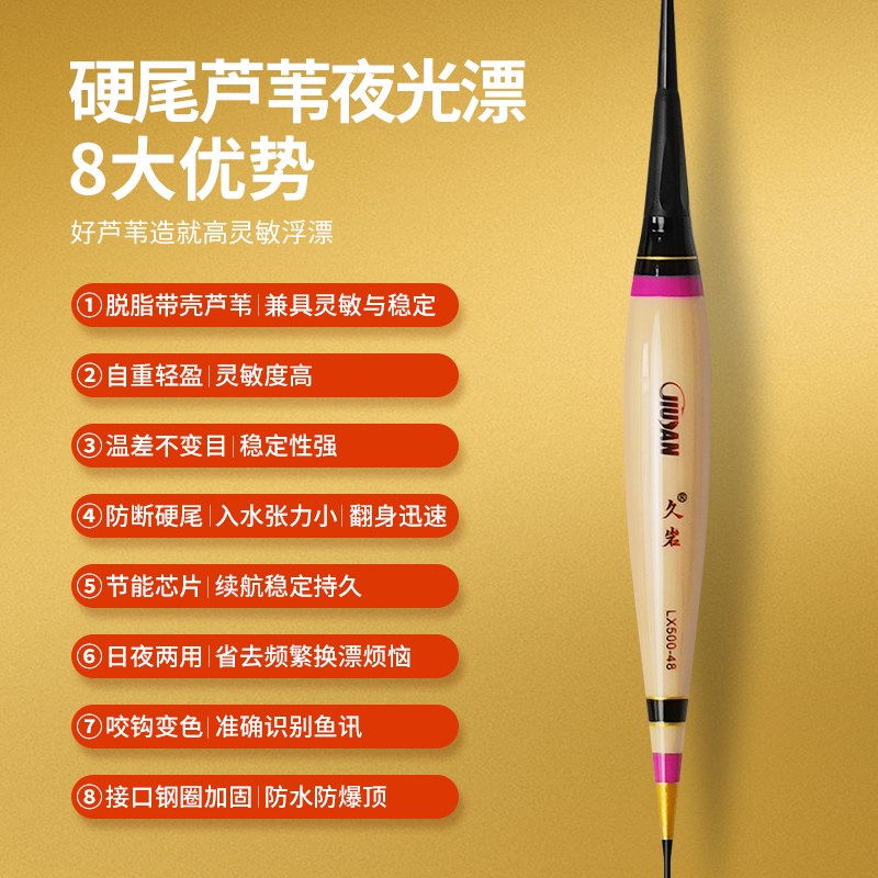 久岩LX芦苇夜光漂日夜两用高灵敏轻口鲫鱼漂咬钩变色硬尾电子浮漂