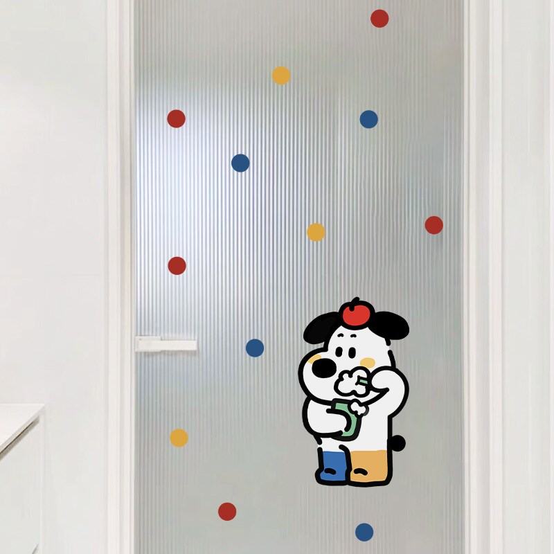 彩色波点静电贴免胶隔断玻璃门贴防撞贴画家用卫生间装饰贴画图片