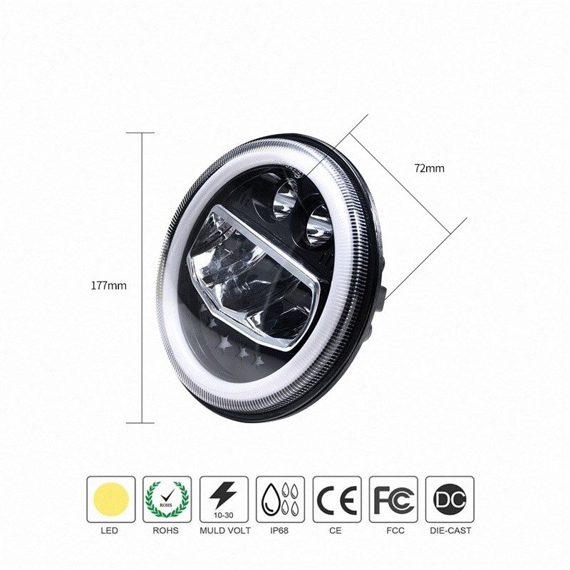 哈雷摩托车灯泡超亮改装日行灯黄光牧马人寸led大灯越野车转向灯