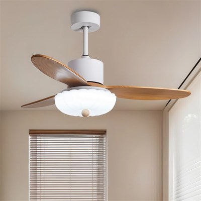 复古新中式高端风扇灯餐厅灯实木风扇一体吊扇灯胡桃木色客厅灯